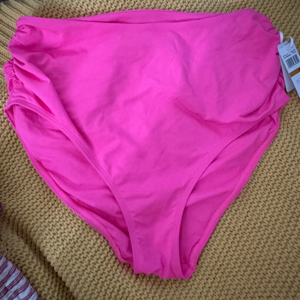 Bright Pink High-Waisted Bikini Bottom